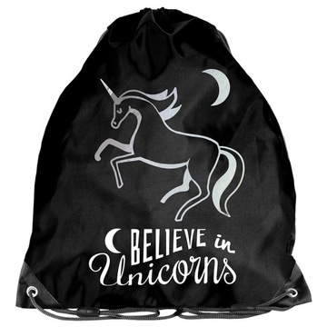 WOREK CZARNY NA OBUWIE PASO UNICORN KOŃ DZIEWCZYNKA WORKOPLECAK NA STRÓJ