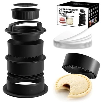 NIEPRZYWIERAJĄCA PRASA DO BURGERÓW HAMBURGERÓW PATTY 4 w 1 FORMA + PAPIER