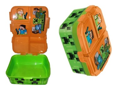 MINECRAFT Pudełko Organizer Lunchbox 4 komory Śniadaniówka GRACZA Dziecięca