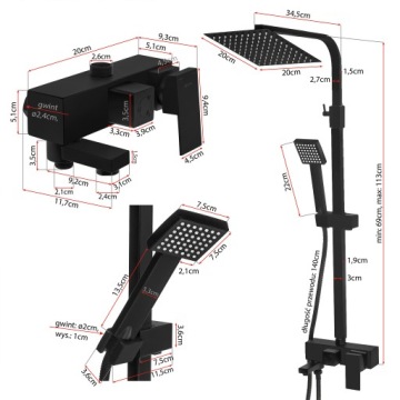 Смеситель для душа MATTE BLACK + душевой набор VETTÄ RAIN