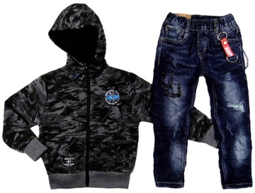 KOMPLET jeansy i bluza 5172 VACATIONS 4/5Y grafit