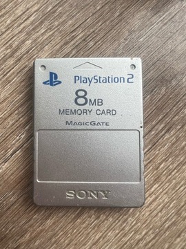 Kontroler PAD SONY PS2 ORYGINALNY SREBRNY + KARTA PAMIĘCI