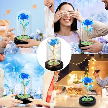 ВЕЧНАЯ РОЗА В СТЕКЛЕ, СВЕТЯЩИЙСЯ СВЕТОДИОД, ЧЕРНАЯ КОРОБКА, ИДЕЯ ПОДАРКА НА ИМЕНИНЫ