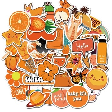 WLEPY STICKER BOMB NAKLEJKI MIX POMARAŃCZOWY 50szt