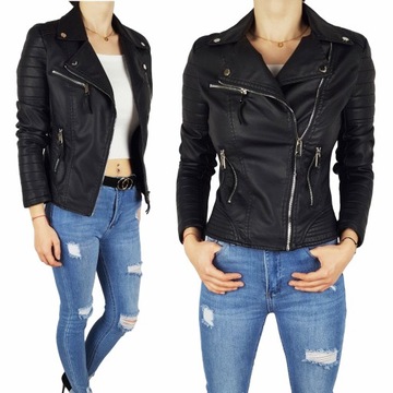 #КОЖАНАЯ КУРТКА ЖЕНСКАЯ НА ЧЕРНОЙ БАЙКЕРСКОЙ МОЛНИИ#