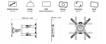 ПРОФЕССИОНАЛЬНАЯ ВЕШАЛКА ДЛЯ НАСТЕННОГО ТЕЛЕВИЗОРА НАСТЕННЫЙ ТЕЛЕВИЗОР 32–55 ДЮЙМОВ VESA M3 ДЮЙМЫ