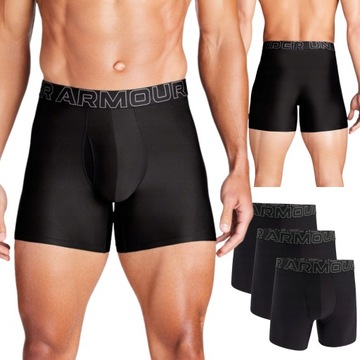 UNDER ARMOUR BOKSERKI MĘSKIE MAJTKI SZORTY 3 SZTUKI ZESTAW CZARNY TECH