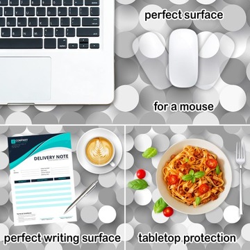 Коврик защитный 120х60 для письменного стола, Круги Серые и Белые.