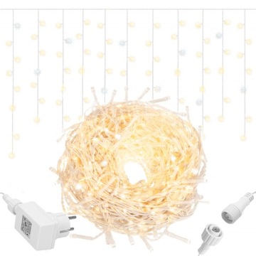 KURTYNA 22,5m 500LED LAMPKI SOPLE ZEWNĘTRZNE+FLASH