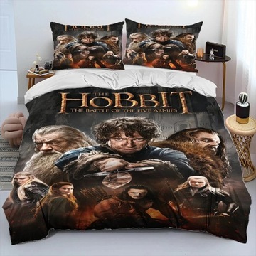 WŁADCA PIERŚCIENI MOTYW HOBBIT ZESTAW POŚCIELI POSZWA NA KOŁDRĘ