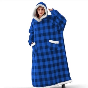 Super Long Flannel Blanket with Sleeves Winter Hoo