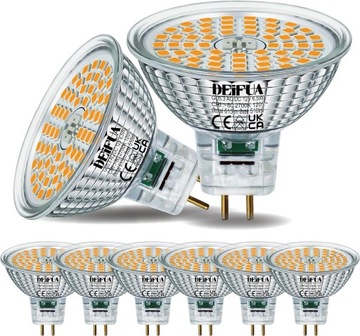 DEIFUA Żarówka LED GU5.3 Ciepła biel 615 lumenów 6,5W zestaw 6 sztuk ciepła