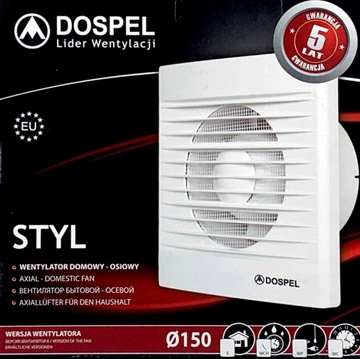 Вентилятор Dospel Styl 150 Ø WCH, датчик гигростата