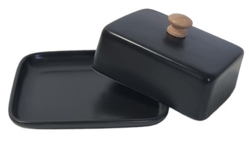 РАВИ ЧЕРНАЯ МАСЛЕНКА BONA МАСЛЕНКА С КРЫШКОЙ + ДЕРЕВЯННЫЙ НОЖ ДЛЯ МАСЛА