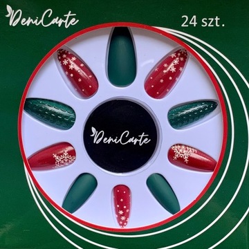 PAZNOKCIE SZTUCZNE TIPSY ŚWIĄTECZNE ZIMOWE 24SZT