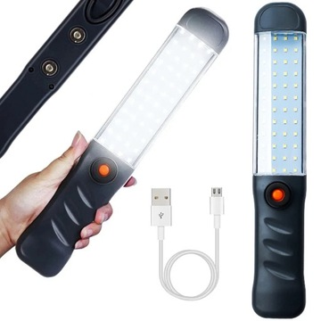 MOCNA LATARKA WARSZTATOWA LAMPA 48 LED COB USB HAK MAGNES AKUMULATOROWA