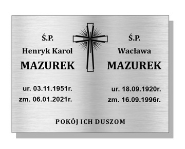TABLICA NAGROBNA NAGROBKOWA ALUMIONIUM wzór 1-4 zm