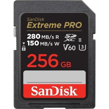 SANDISK EXTREME PRO SDXC 256GB 280/150 MBs V60 UHS-II