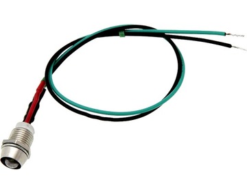 kontrolka LED 5mm 12V biała z przewodem - metal