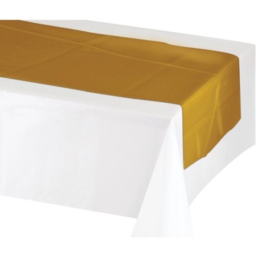 Золотая атласная дорожка для стола, золотой атласный материал, причастие, свадьба, крещение