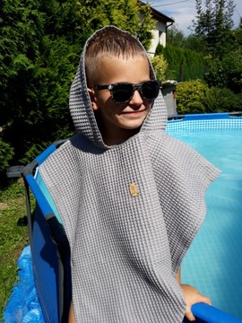 ПОНЧО с капюшоном БАННОЕ ПОЛОТЕНЦЕ вафельное 10 лет +