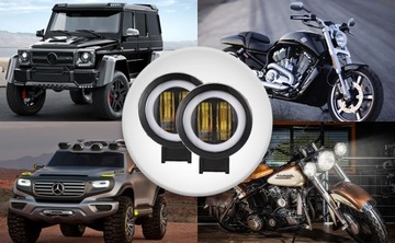 HALOGEN DZIENNE LED MIJANIA 6D RINGI 2 SZT. + WŁĄCZNIK