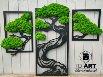 Триптих ДЕРЕВО БОНСАЙ 85см мох УКРАШЕНИЕ МХОМ МХОМ