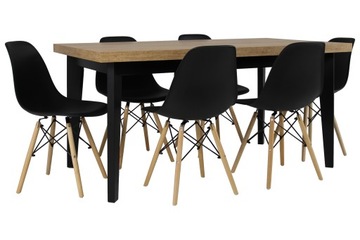 NOWOCZESNY zestaw DUŻY stół + krzesła czarne LOFT