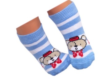 ТЕПЛЫЕ ДЕТСКИЕ НОСОЧКИ FROTTE - СИНИЕ МИШКИ 0м+