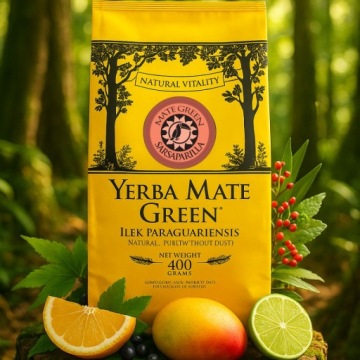 Yerba Mate Green Sarsaparilla Citrus Mega Power of Refreshment 400 г в ПОДАРОК
