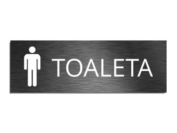 Tabliczka Toaleta męska grafitowa 8x24cm