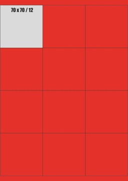 icpc Etykiety samoprzylepne 70x70 CZERWONE