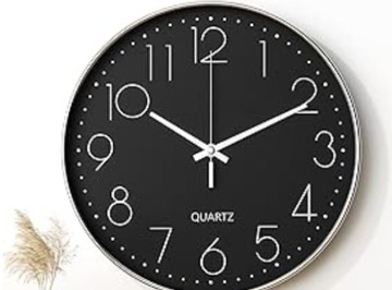 Zegar ścienny 30 cm cichy mechanizm kwarcowy srebrny