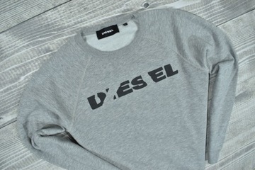 DIESEL Szara Logowana Bluza Męska Crewneck / L