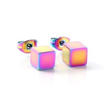 Kolczyki Multicolor Kwadraty Stal 0,5cm