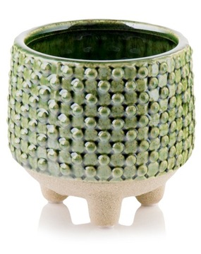Osłonka Doniczka ceramiczna na nóżkach zielona Ø12