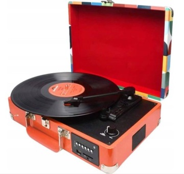 POMARAŃCZOWY GRAMOFON RETRO DIGITNOW BT MP3 USB