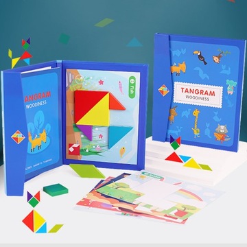 Zestaw Magnetycznych Łamigłówek dla Przedszkola tangram różowy