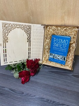 Pudełko grawer na Biblię Pismo Komunia prezent HAŁYS GRAWER