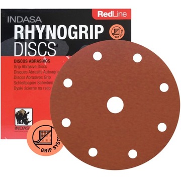 INDASA RED Krążki Ścierne Rzep 150mm 8+1H P180 50x