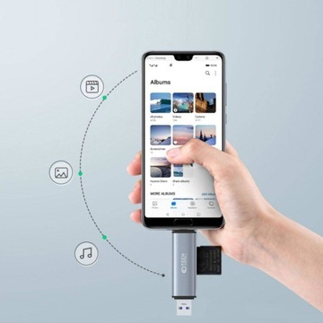 Адаптер USB + USB-C Устройство чтения карт SD + microSD