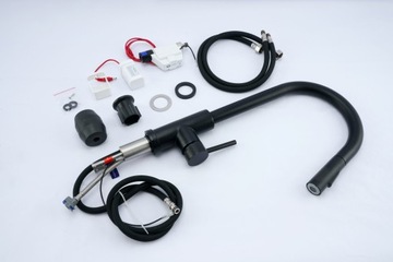 Сенсорный кухонный смеситель, черный, СЕНСОР, СТАЛЬНОЙ НОСИК