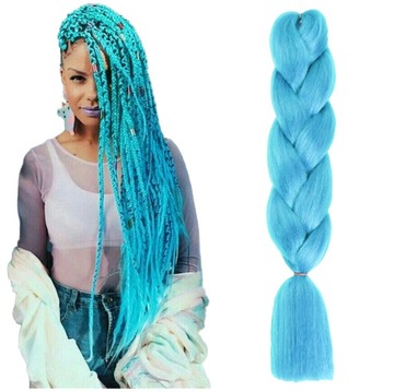 Włosy Syntetyczne do Warkoczyków LONG Błękitne