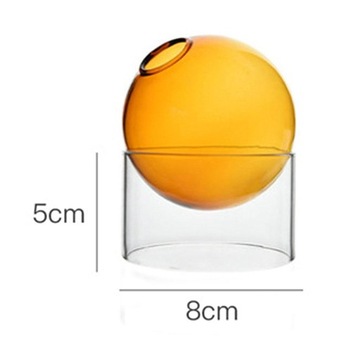 Прозрачная стеклянная ваза, пузырьковый контейнер для гидропоники, прозрачный оранжевый короткий контейнер