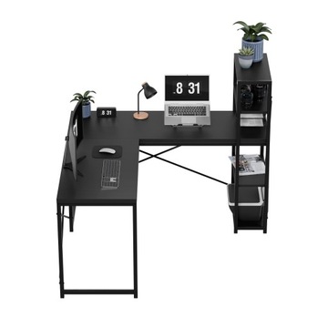 Угловой письменный стол С ЧЕРНЫМИ ПОЛКАМИ LOFT Mark Adler Leader 5.9 Черный