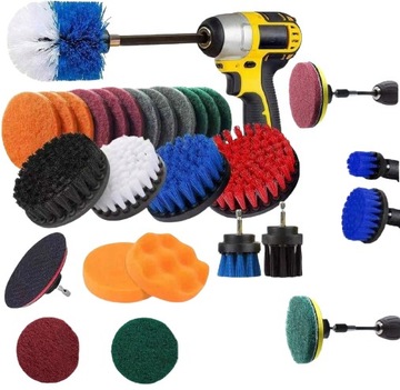 ЩЕТКИ для дрели Набор САМЫЙ БОЛЬШОЙ НАБОР из 24 ДЕТАЛЕЙ, подушечки, дисковые губки