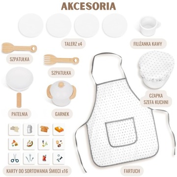 DUŻA DREWNIANA KUCHNIA PRALKA ZMYWARKA TABLICA KREDOWA MAPA FARTUSZEK