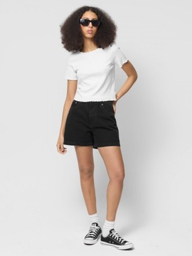 T-shirt crop w prążki damski OUTHORN