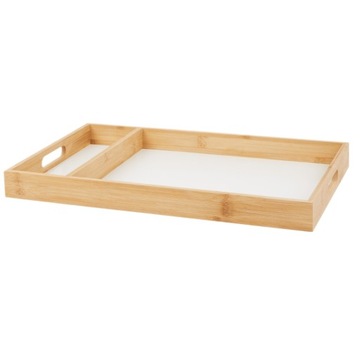 TACA Z PRZEGRÓDKĄ PRZEGEODĄ BAMBUSOWA Z BAMBUSA Z UCHWYTAMI DUŻA 43X28X4 cm