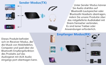 Bluetooth -адаптер 5.0 A2DP AVRCP AUX RCA 2 в 1